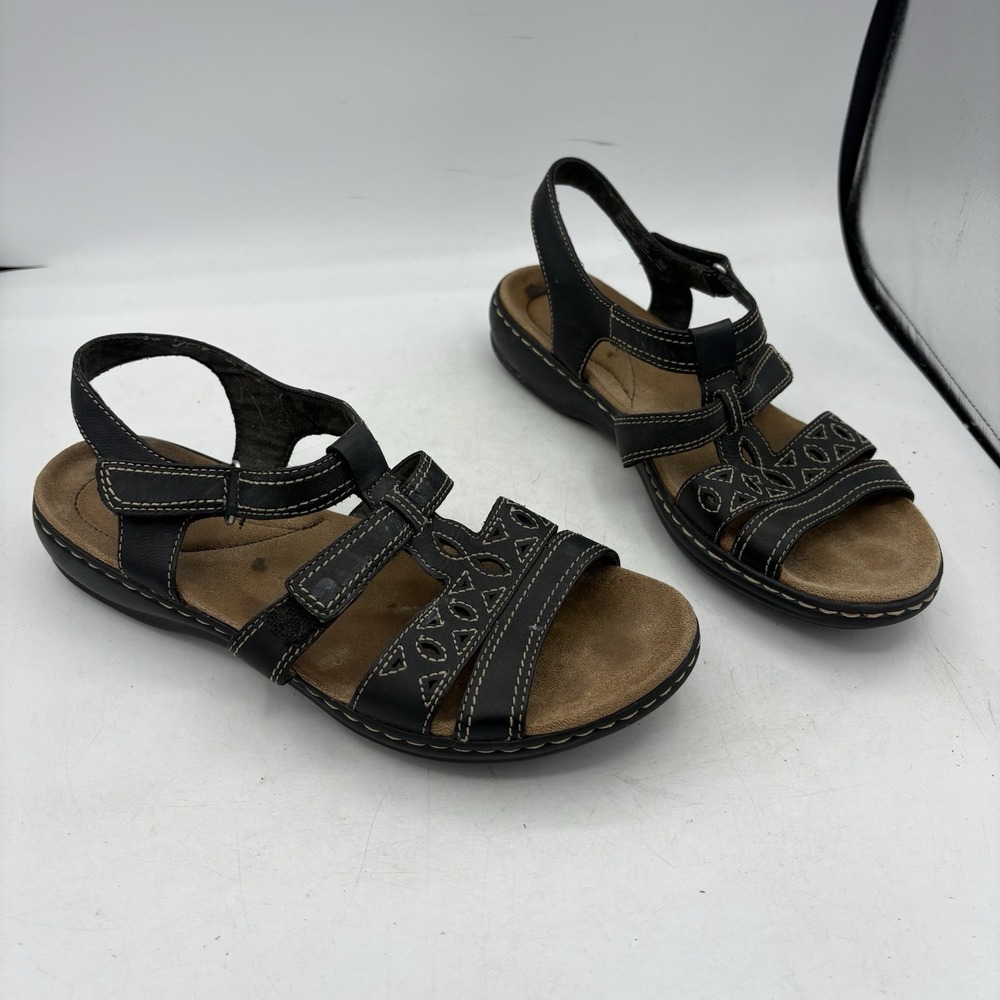 Clarks Sandals Womens Size 9 M Leisa Brown Leather Strappy